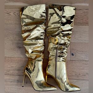 INC over the Knee Gold Boots